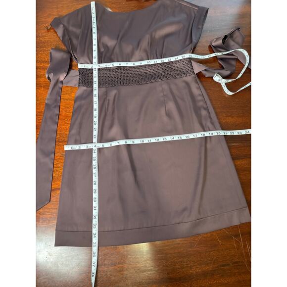 BCBG Vintage Y2K Satin Silky Party Dress Size 10 Purple Beaded Holiday Chic - Picture 8 of 8